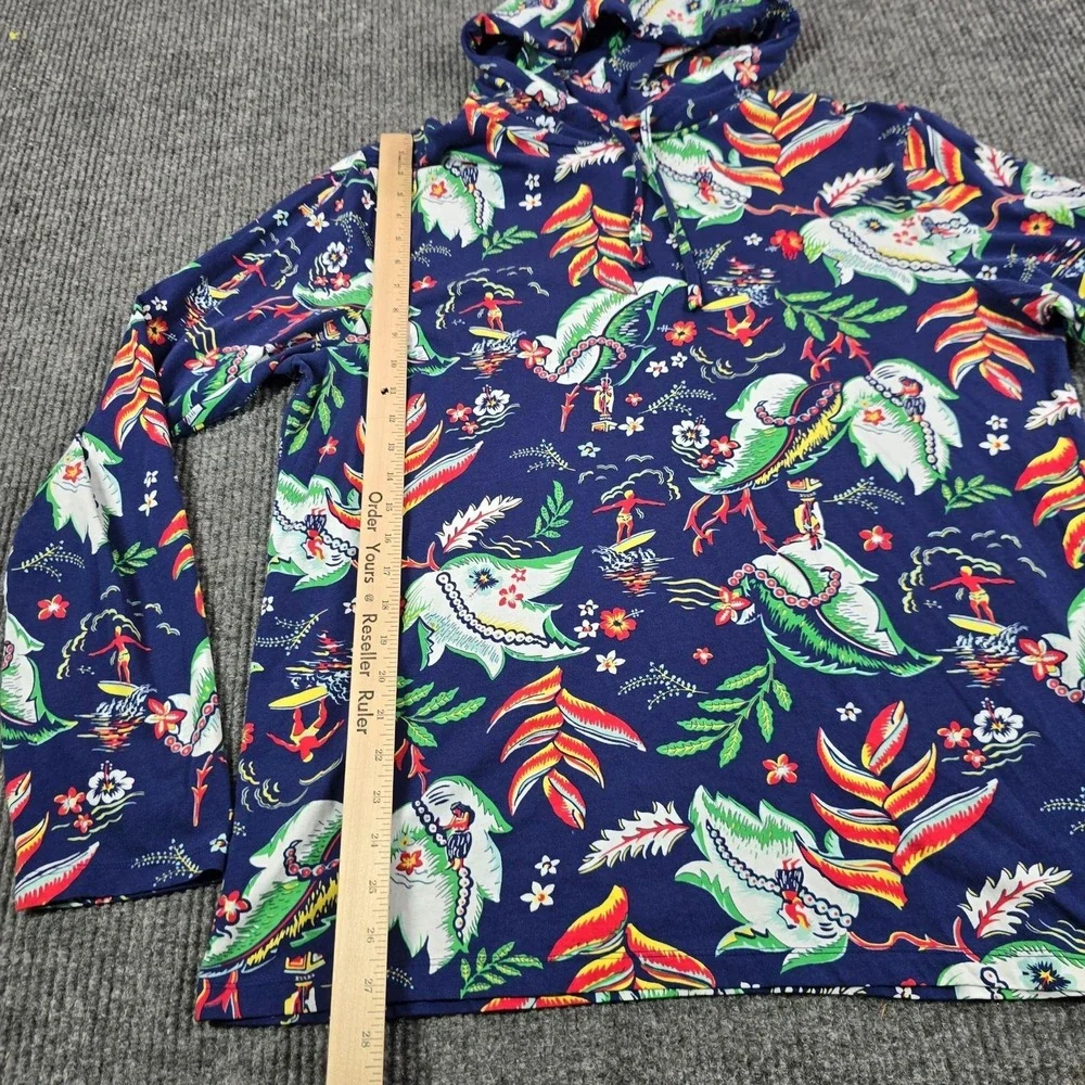 Polo Ralph Lauren Hoodie Mens Large Blue Hawaiian Lightweight Jersey Pullover